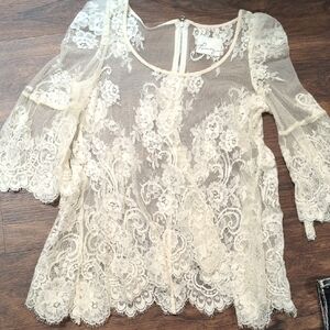 Pencey Ivory Lace Floral Blouse